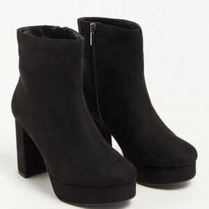 12 WW • Torrid • Faux Suede Black Platform Bootie - Extra Wide Width - NEW